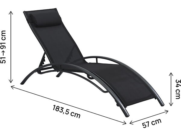 HABITAT ET JARDIN - Lot de 2 bains de soleil en aluminium Beauty "Phoenix" - Noir - large