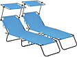 HABITAT ET JARDIN - Lot de 2 bains de soleil pliable "Lazy" - Avec pare soleil - Bleu - vignette
