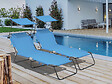 HABITAT ET JARDIN - Lot de 2 bains de soleil pliable "Lazy" - Avec pare soleil - Bleu - vignette