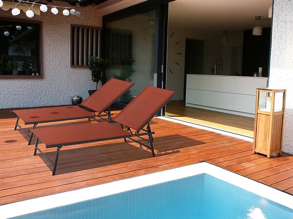 HABITAT ET JARDIN - Lot de 2 bains de soleil en métal "Sublima" - 180 x 54 x 104 cm - Terracotta - large