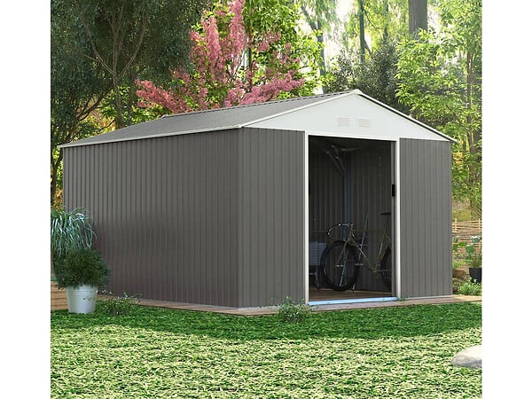 HABITAT ET JARDIN - Abri de jardin métal "Dallas" - 13 m² - Taupe - large