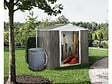 HABITAT ET JARDIN - Abri jardin métal "Dallas" - 5,29 m² avec gouttière et récupérateur d'eau - Taupe - vignette