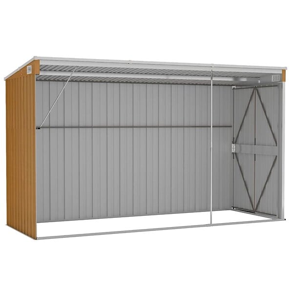 VIDAXL - vidaXL Abri de jardin mural Marron 118x288x178 cm Acier galvanisé - large