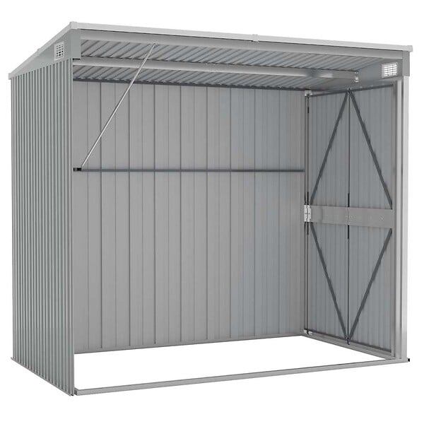 VIDAXL - vidaXL Abri de jardin mural Gris 118x194x178 cm Acier galvanisé - large