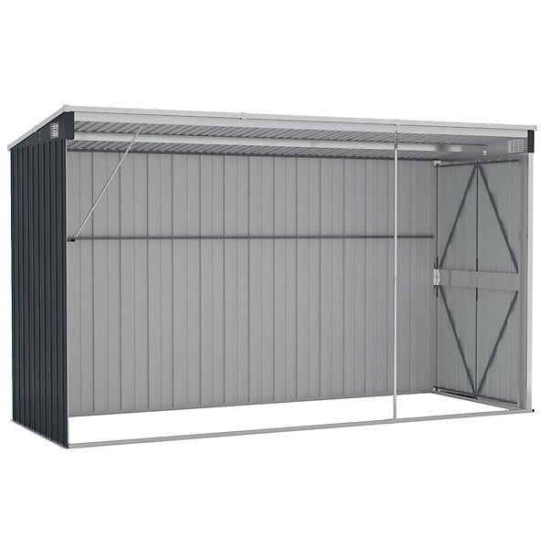 VIDAXL - vidaXL Abri de jardin mural Anthracite 118x288x178 cm Acier - large
