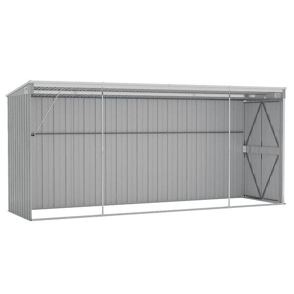 VIDAXL - vidaXL Abri de jardin mural Gris 118x382x178 cm Acier galvanisé - large