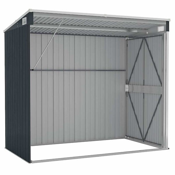VIDAXL - vidaXL Abri de jardin mural Anthracite 118x194x178 cm Acier - large
