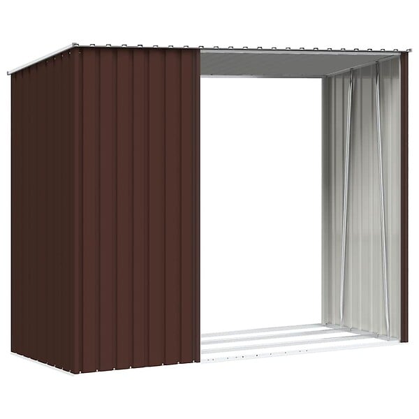 VIDAXL - vidaXL Abri à bois de jardin Marron 245x98x159 cm Acier galvanisé - large