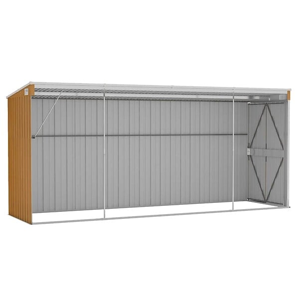 VIDAXL - vidaXL Abri de jardin mural Marron 118x382x178 cm Acier galvanisé - large