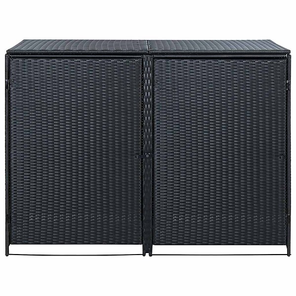 VIDAXL - vidaXL Abris pour poubelle double Résine tressée Noir 148x80x111 cm - large