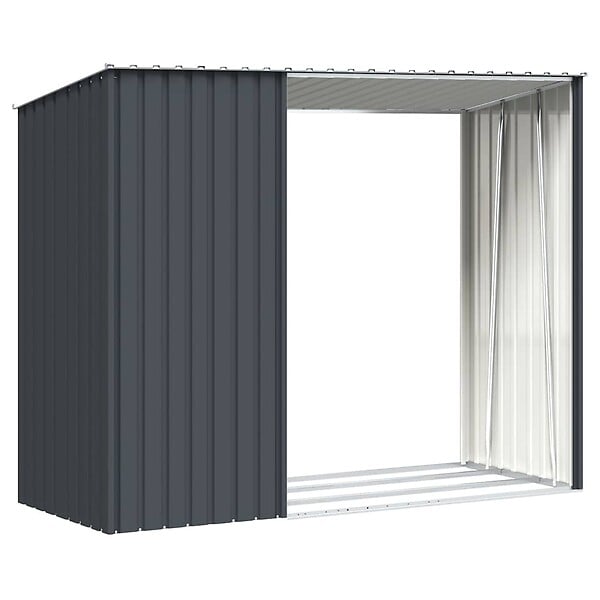 VIDAXL - vidaXL Abri à bois de jardin Anthracite 245x98x159 cm Acier galvanisé - large