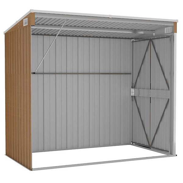 VIDAXL - vidaXL Abri de jardin mural Marron 118x194x178 cm Acier galvanisé - large
