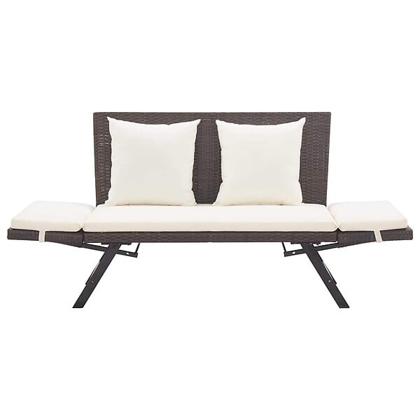 VIDAXL - vidaXL Banc de jardin avec coussins 176 cm Marron Résine tressée - large