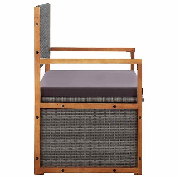 VIDAXL - vidaXL Banc de rangement 115 cm Résine tressée et bois d'acacia Gris - large