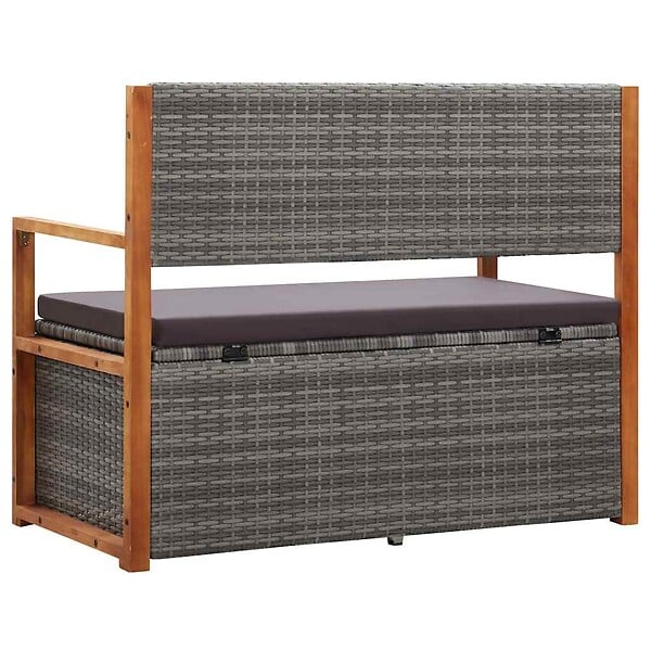 VIDAXL - vidaXL Banc de rangement 115 cm Résine tressée et bois d'acacia Gris - large