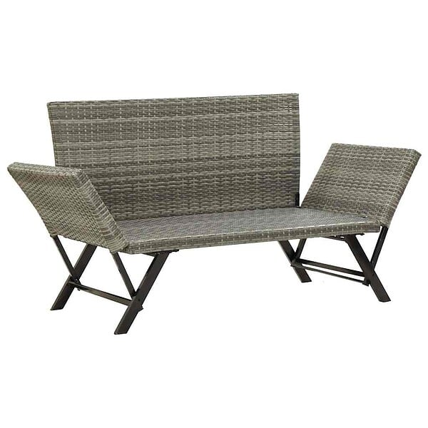 VIDAXL - vidaXL Banc de jardin avec coussins 176 cm Gris Résine tressée - large