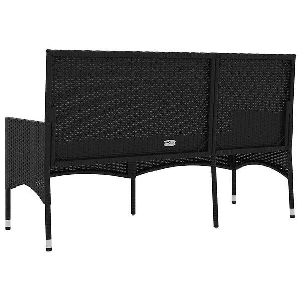 VIDAXL - vidaXL Banc de jardin à 3 places avec coussins Noir Résine tressée - large