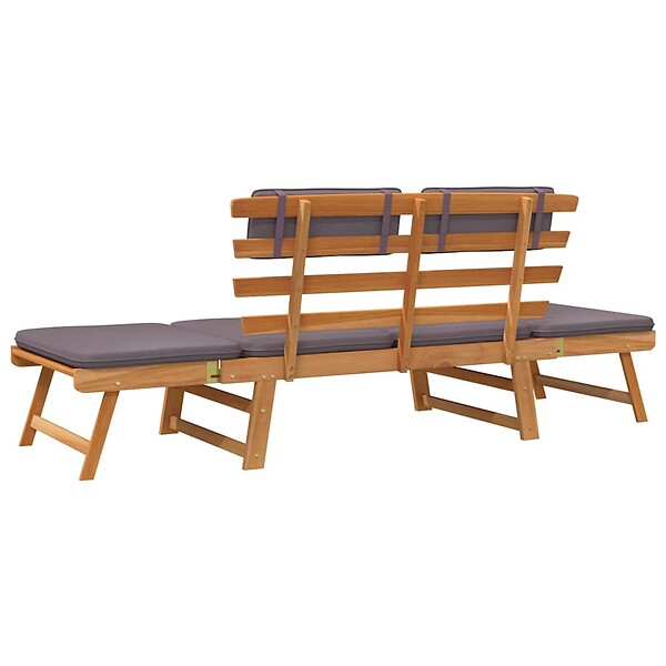 VIDAXL - vidaXL Chaise longue avec coussin 2-en-1 190 cm Bois solide d'acacia - large