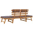 VIDAXL - vidaXL Chaise longue avec coussin 2-en-1 190 cm Bois solide d'acacia - vignette