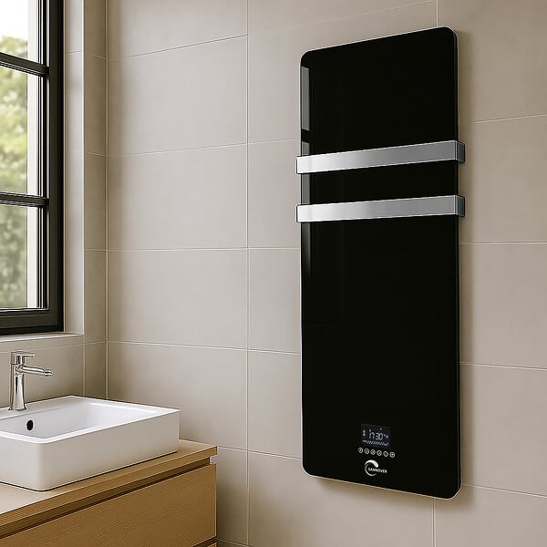 SANNOVER - Sèche-Serviette Electrique en Verre mural Omiros Sannover 850 W Noir - large