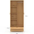 ID MARKET - Armoire 2 portes EDHEN bois et cannage penderie 80 cm avec 2 tiroirs et étagères - vignette
