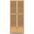 ID MARKET - Armoire 2 portes EDHEN bois et cannage penderie 80 cm avec 2 tiroirs et étagères - vignette