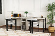 HABITAT ET JARDIN - Double bureau avec 2 étagères en bois "Twin" - 240 x 60 x 74 cm - Blanc marbré - vignette