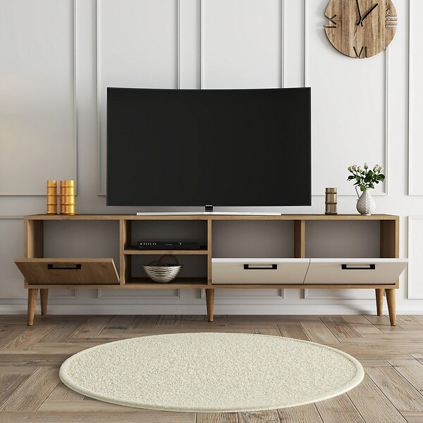 HABITAT ET JARDIN - Meuble TV en bois "Exxen" - 180 x 35 x 53 cm - Blanc - large