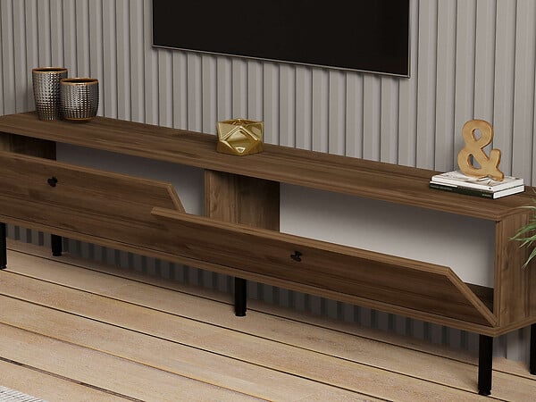 HABITAT ET JARDIN - Meuble TV en bois "Nantes" - 160 x 25 x 37 cm - Marron - large