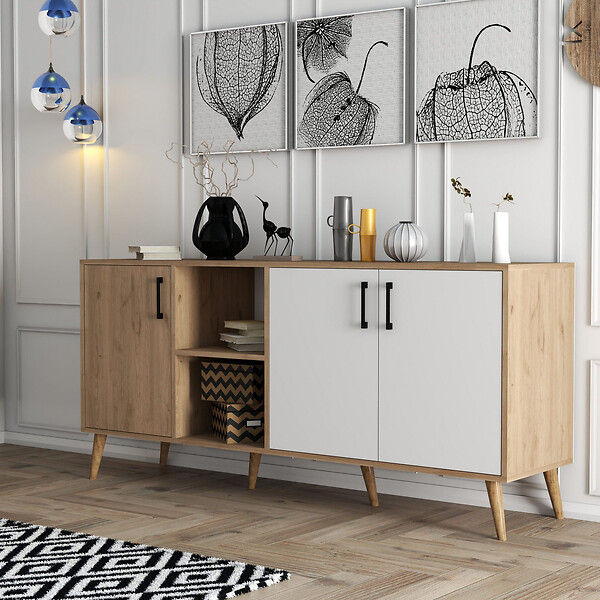 HABITAT ET JARDIN - Buffet en bois "Exxen" - 180 x 45 x 80 cm - Blanc - large