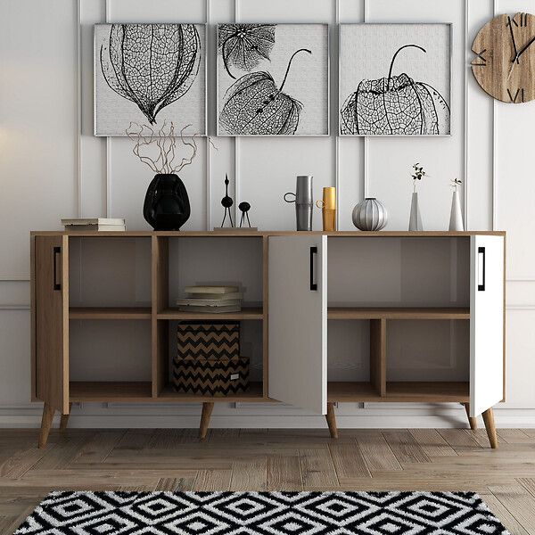 HABITAT ET JARDIN - Buffet en bois "Exxen" - 180 x 45 x 80 cm - Blanc - large