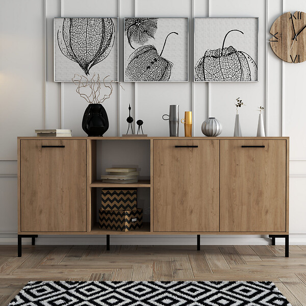 HABITAT ET JARDIN - Buffet en bois "Aurora" - 180 x 45 x 80 cm - Marron - large