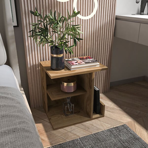 HABITAT ET JARDIN - Table de chevet en bois "Karamira" - 45 x 35 x 45 cm - Marron - large
