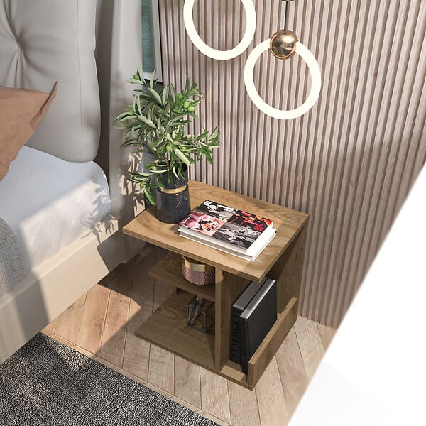 HABITAT ET JARDIN - Table de chevet en bois "Karamira" - 45 x 35 x 45 cm - Marron - large