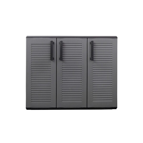 ARTPLAST - Armoire de Rangement Garage Atelier - Armoire basse 3 portes et 1 étagère Réglable Polypropylène 102x37h84 cm Charge 20 kg - large