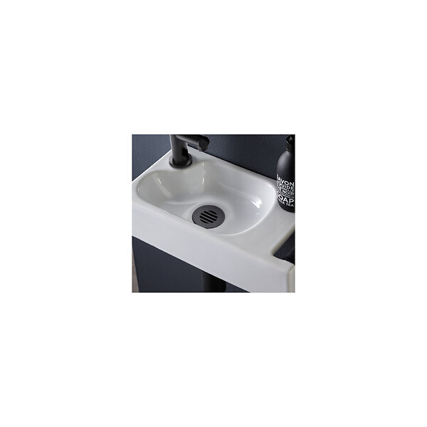 PLANETE BAIN - Bonde fixe de vidage pour lave-mains sans trop plein - écoulement libre - Grille laiton noir mat - large