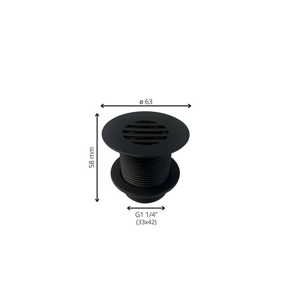 PLANETE BAIN - Bonde fixe de vidage pour lave-mains sans trop plein - écoulement libre - Grille laiton noir mat - large