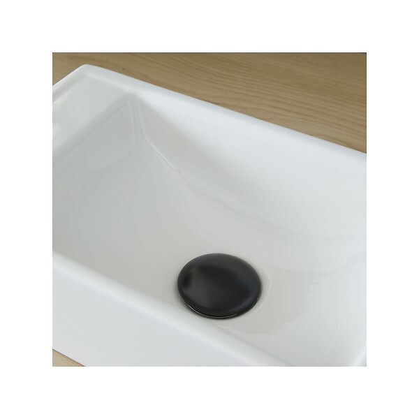PLANETE BAIN - Bonde de vidage pour lavabo et vasque sans trop plein - Clic clac - Dôme céramique noir satin - large