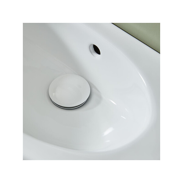 PLANETE BAIN - Bonde de vidage pour lavabo et vasque avec trop plein - Clic clac - Dôme céramique blanc brillant - large