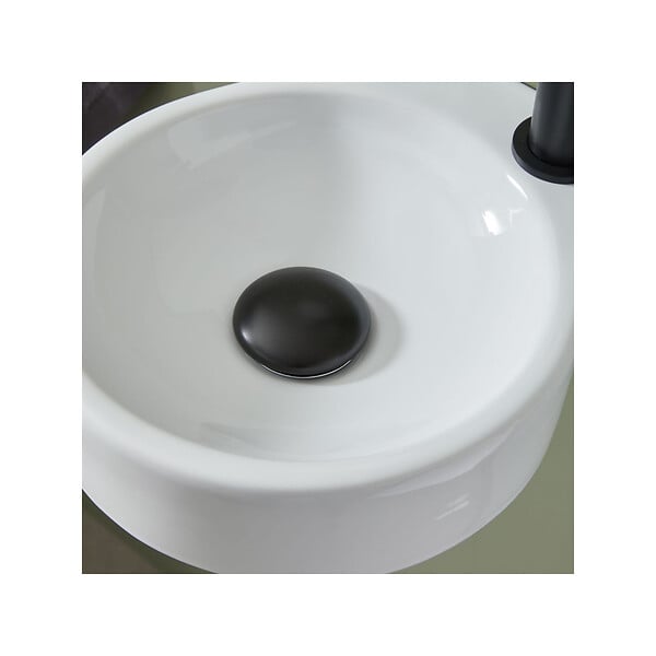 PLANETE BAIN - Bonde de vidage pour lavabo et vasque avec trop plein - Clic clac - Dôme céramique noir satin - large