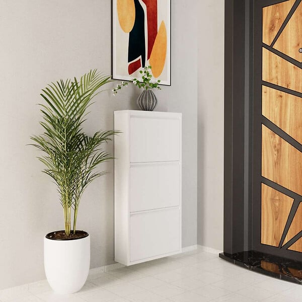 HABITAT ET JARDIN - Meuble à chaussures en métal "Luna" - 50 x 15 x 103 cm - Blanc - large