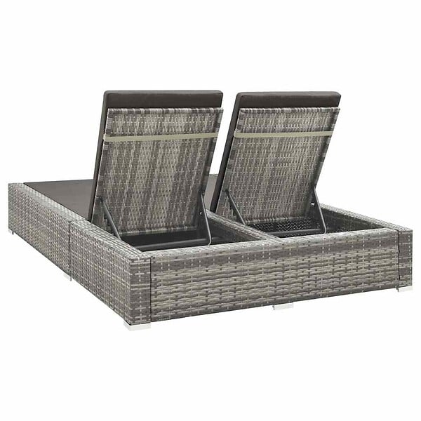 VIDAXL - vidaXL Chaise longue double Résine tressée Gris - large