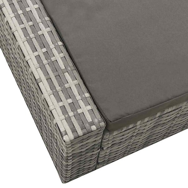 VIDAXL - vidaXL Chaise longue double Résine tressée Gris - large