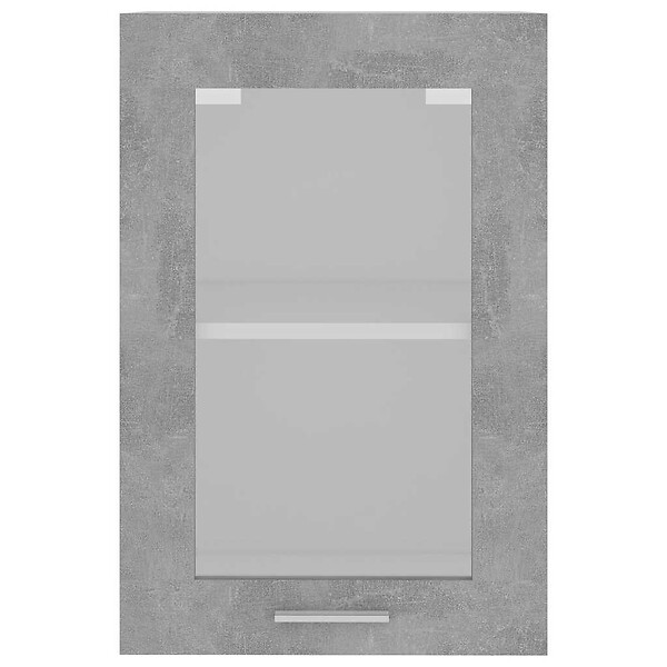 VIDAXL - vidaXL Armoire en verre suspendue "Lyon" Gris béton Bois d'ingénierie - large