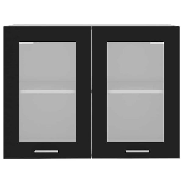 VIDAXL - vidaXL Armoire en verre suspendue "Lyon" Noir 80x31x60 cm - large