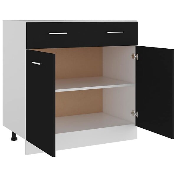 VIDAXL - vidaXL Armoire de plancher à tiroir "Lyon" Noir 80x46x81,5 cm - large