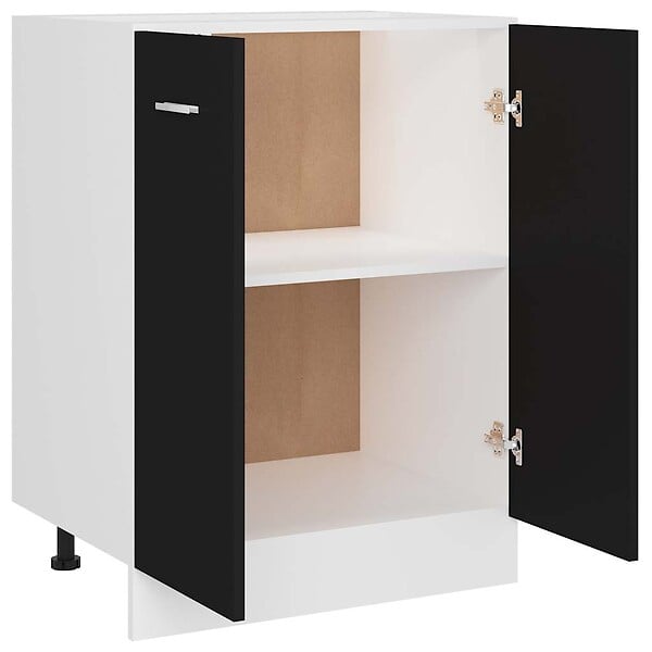 VIDAXL - vidaXL Armoire de plancher "Lyon" Noir Bois d'ingénierie - large