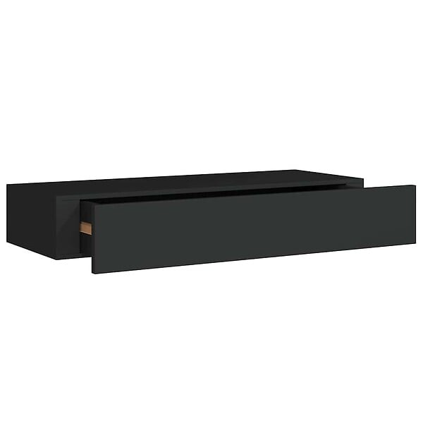 VIDAXL - vidaXL 2x Etagères à Tiroirs Murales Etagères Flottantes Suspendues Supports Muraux Salon Salle de Séjour Maison Intérieur Noir 60x23,5x10 cm MDF - large