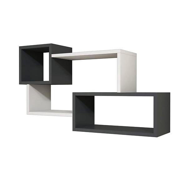 HABITAT ET JARDIN - Étagère murale en bois "Afro" - 90 x 20 x 51 cm - Gris anthracite - large