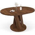 ID MARKET - Table à manger extensible ronde JASMINE 4-8 personnes pied central noyer 110-150 cm - vignette